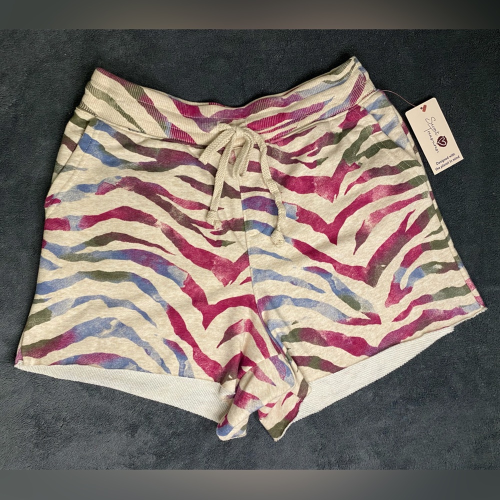 🩳 Secret Treasures Sleepwear Shorts - Rainbow Zebra Print - Size S (4-6)